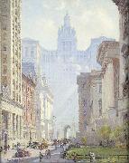 Colin Campbell Cooper Chambers Street and the Municipal Building, N.Y.C. USA oil painting artist